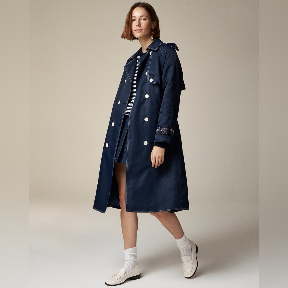 J.Crew Relaxed trench coat in lightweight shiny nylon CD420